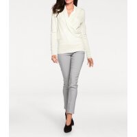 Designer-Wickelpullover m. Spitze, creme