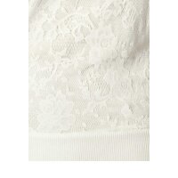 Designer-Wickelpullover m. Spitze, creme