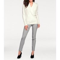 Designer-Wickelpullover m. Spitze, creme