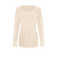 Designer-Seiden-Pullover m. Spitze, champagner