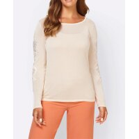 Silk sweater with lace, champagne