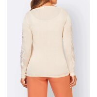 Silk sweater with lace, champagne