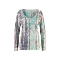 Print sweater with glitter stones, ecru-multicolour