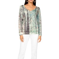 Print sweater with glitter stones, ecru-multicolour