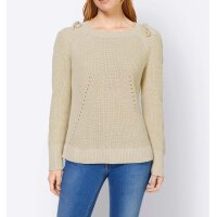 Sweter z sznurowaniem na ramieniu, piaskowy