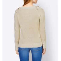 Sweter z sznurowaniem na ramieniu, piaskowy
