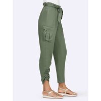 Spodnie cargo z paskiem tekstylnym, khaki