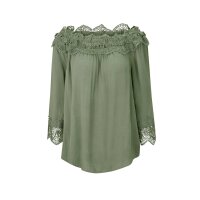 Designer-Carmen-Spitzenbluse, khaki