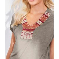 Designer-Shirt m. Zierperlen, schlamm