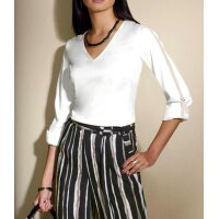 Stretch-Bluse m. Ripsband, weiß
