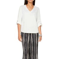 Stretch blouse with trim, white