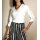 Stretch blouse with trim, white