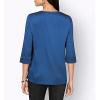 Satinbluse m. Zierring, royalblau