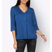 Satinbluse m. Zierring, royalblau