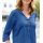 Satinbluse m. Zierring, royalblau
