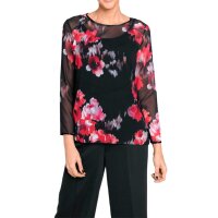 Chiffon-Bluse, schwarz-bunt