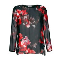 Chiffon-Bluse, schwarz-bunt