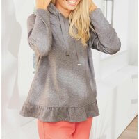 Designer-Kapuzensweatshirt m. Rüschen, grau