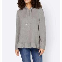 Designer hooded sweater with ruffles, gre