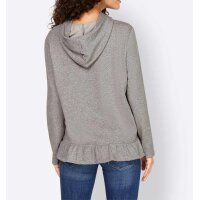 Designer hooded sweater with ruffles, gre