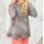 Designer hooded sweater with ruffles, gre