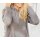 Designer hooded sweater with ruffles, gre