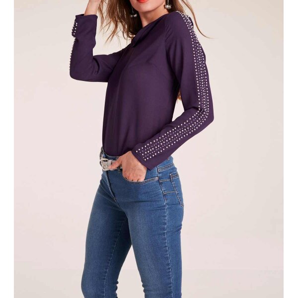Blouse with beads, purple