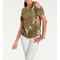 Druckbluse m. Cut-Outs, cognac-offwhite