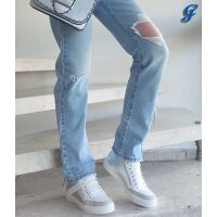 Marken-Damen-Jeans, blau-used, 31 inch