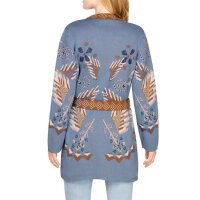 Designer-Jacquard-Strickjacke, blau-bunt