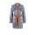 Designer-Jacquard-Strickjacke, blau-bunt