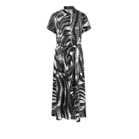 Designer-Kleid m. Gürtel, schwarz-ecru