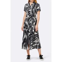 Designer-Kleid m. Gürtel, schwarz-ecru