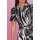 Designer-Kleid m. Gürtel, schwarz-ecru
