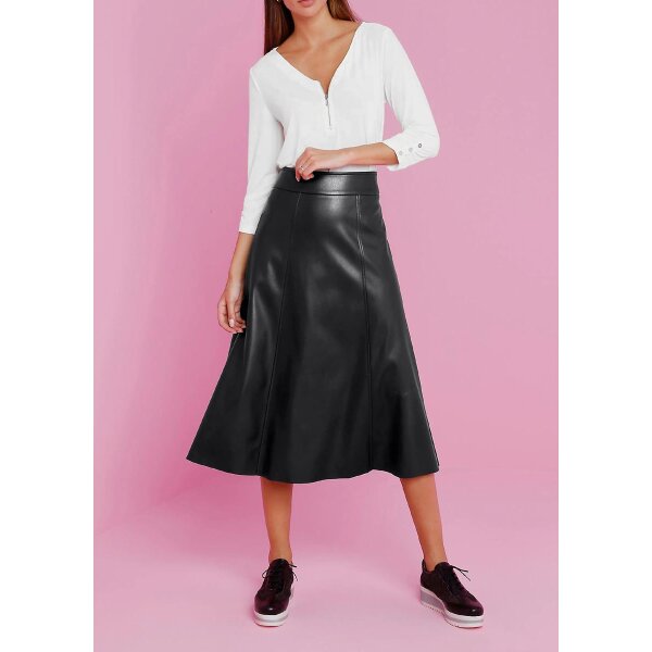 Designer-Lederimitat-Rock, schwarz