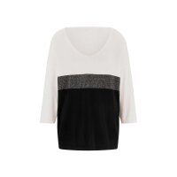 Designer-Pullover, ecru-schwarz-gemustert