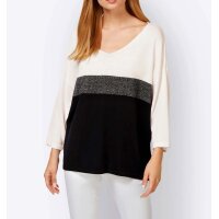 Sweter ecru-czarny wzorzysty