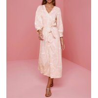 Designer-Druckkleid m. Gürtel, puder