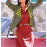 Strickjacke, khaki-gelb