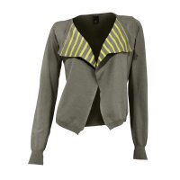 Strickjacke, khaki-gelb