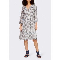 Designer-Druckkleid, weiß-himmelblau