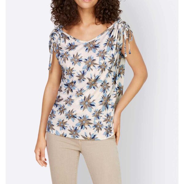 Designer-Druckshirt, weiß-himmelblau
