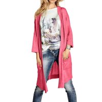 Long cardigan with cashmere, raspberry