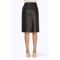 Leather imitation skirt with belt, black