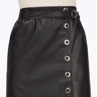 Leather imitation skirt with belt, black