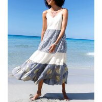 Stufenkleid m. Lochstickerei, ecru-bleu