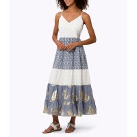 Stufenkleid m. Lochstickerei, ecru-bleu