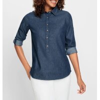 Jeansbluse mit Kellerfalte, blue-stone-washed