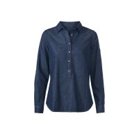 Jeansbluse mit Kellerfalte, blue-stone-washed