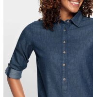 Jeansbluse mit Kellerfalte, blue-stone-washed